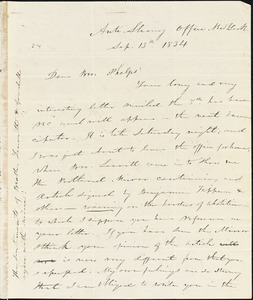 Letter from Elizur Wright, New York, to Amos Augustus Phelps, 1834 Sept[ember] 13