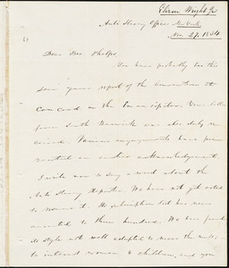 Letter from Elizur Wright, New York, to Amos Augustus Phelps, 1834 Nov[ember] 27