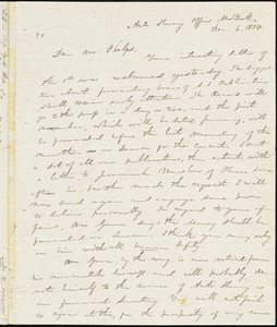 Letter from Elizur Wright, New York, to Amos Augustus Phelps, 1834 Dec[ember] 6