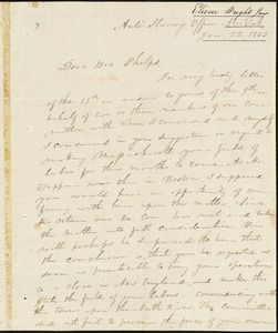 Letter from Elizur Wright, New York, to Amos Augustus Phelps, 1835 Jan[uary] 22