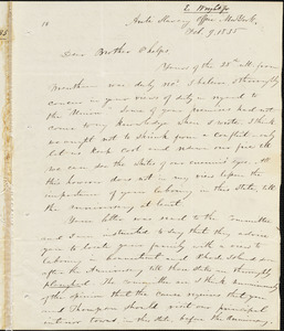 Letter from Elizur Wright, New York, to Amos Augustus Phelps, 1835 Feb[ruary] 9