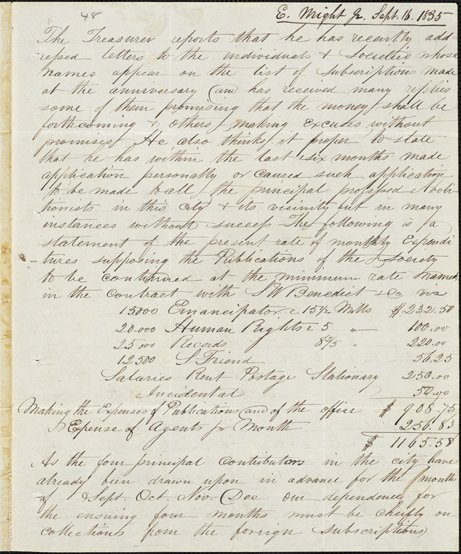 Letter From Elizur Wright, New York, To Amos Augustus Phelps, 1835 Sept ...