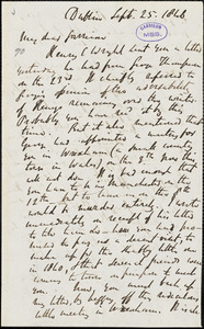 Letter from Richard Davis Webb, Dublin, [Ireland], to William Lloyd Garrison, 1846 Sept[ember] 25