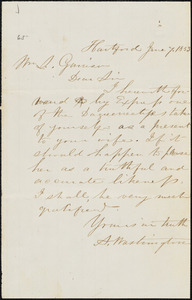 Letter from Augustus Washington, Hartford, [Connecticut], to William Lloyd Garrison, 1853 June 7
