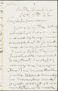 Letter from Theodore Dwight Weld, Perth Amboy, [New Jersey], to William Lloyd Garrison, [18]62 Oct[ober] 8th