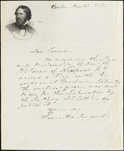 Letter from Henrietta Sargent, Boston, [Massachusetts], 1863 May 10th