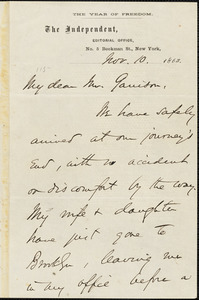 Letter from Theodore Tilton, New York, [New York], to William Lloyd Garrison, 1863 Nov[ember] 10