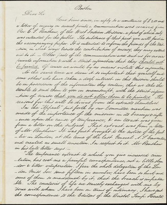 Letter from Marshall L. Scudder, Boston, [Massachusetts], to Amos Augustus Phelps, 1844
