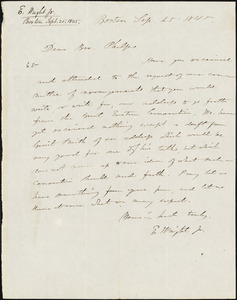 Letter from Elizur Wright, Boston, [Massachusetts], to Amos Augustus Phelps, 1845 Sep[tember] 25