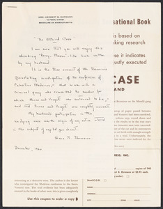 Herbert Brutus Ehrmann Papers, 1906-1970. Sacco-Vanzetti. Notices sent about publication of 1960 edition. Box 4, Folder 1, Harvard Law School Library, Historical & Special Collections