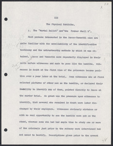 Herbert Brutus Ehrmann Papers, 1906-1970. Sacco-Vanzetti.  1962 MS entitled The Case That Will Not Die. Box 4, Folder 10, Harvard Law School Library, Historical & Special Collections