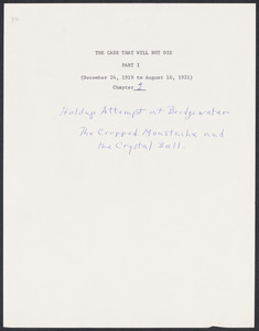 Herbert Brutus Ehrmann Papers, 1906-1970. Sacco-Vanzetti. Schedules. Box 4, Folder 13, Harvard Law School Library, Historical & Special Collections