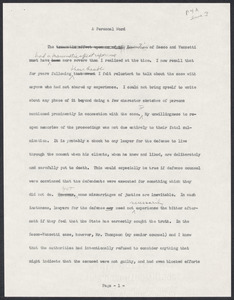 Herbert Brutus Ehrmann Papers, 1906-1970. Sacco-Vanzetti. Preliminary material; drafts; Mrs. Sorrentino's notes; title page. Box 4, Folder 16, Harvard Law School Library, Historical & Special Collections