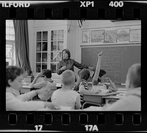 Elementary school teacher in class, South Boston