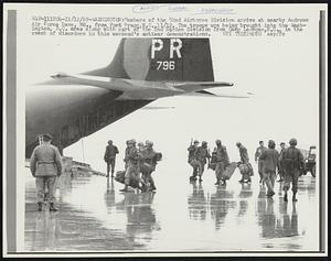 Members of the 82nd Airborne Division arrive at nearby Andrews Air Force Base, Md., from Fort Bragg,N.C.,11/12/ The troops are being brought into the Washington, D.C. area along with part of the 2nd Marine Division from Camp Lejeune, N.C., in the event of disorders in this weekend’s antiwar demonstrations.