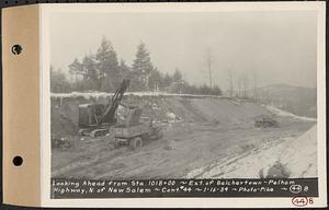 Contract No. 44, Extension of Belchertown-Pelham Highway, New Salem, Orange, looking ahead from Sta. 1018+00, New Salem, Mass., Jan. 16, 1934