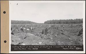 Contract No. 49, Excavating Diversion Channels, Site of Quabbin Reservoir, Dana, Hardwick, Greenwich, looking north at area north of Shaft 11A, Hardwick, Mass., Aug. 26, 1936