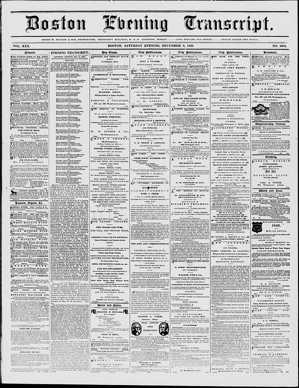 Boston Evening Transcript. December 03, 1859 - Digital Commonwealth