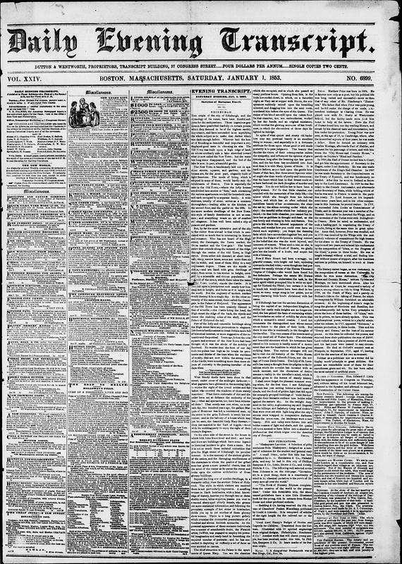 Daily Evening Transcript. January 01, 1853 - Digital Commonwealth