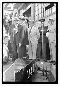 Boston Traveler Soap Box Derby July 1938, Boston Parks Commissioner William Long in center