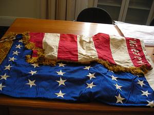 American flag with tassels