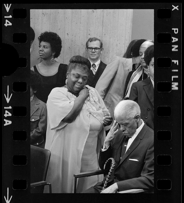 Elma Lewis & singer Roland Hayes sweat at City Hall ceremony honoring black artists, Boston