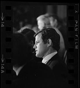 Ted Kennedy prepares to make speech, Boston