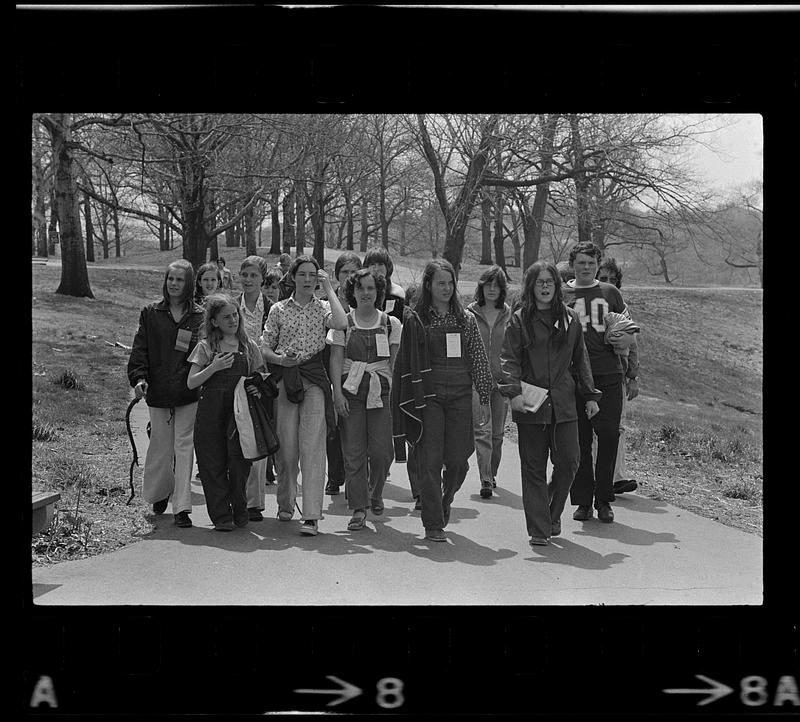 Tour group in Arnold Arboretum, Boston