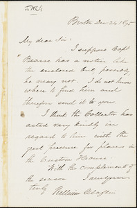 Letter from William Claflin, Boston, [Massachusetts], to William Lloyd Garrison, 1875 Dec[ember] 24