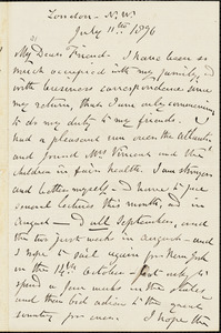 Letter from Henry Vincent, London, [England], to William Lloyd Garrison, 1876 July 11th