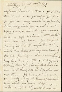 Letter from Henry Vincent, Whitby, [England], to William Lloyd Garrison, 1877 August 23rd