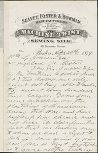 Letter from Ebenezer Bowman, Boston, [Massachusetts], to William Lloyd Garrison, 1879 Ap[ri]l 26th
