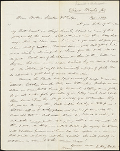 Letter from Elizur Wright, New York, to Amos Augustus Phelps, 1839 Feb[ruary]