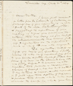 Letter from John Clarke Young, Danville, [Kentucky], to Amos Augustus Phelps, 1834 April 30