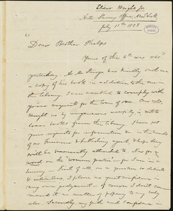 Letter from Elizur Wright, New York, to Amos Augustus Phelps, 1838 July 11