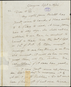 Letter from Henry Clarke Wright, Glasgow, [Scotland], to William Lloyd Garrison, 1846 Sept[ember] 3