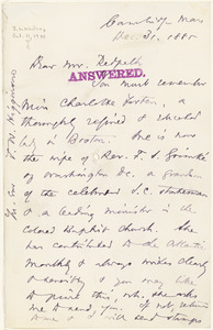 Letter from Thomas Wentworth Higginson, Cambridge, [Massachusetts], to James Redpath, 1885 December 31