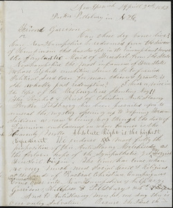 Letter from C.L. Weston, New Ipswich, [New Hampshire], to William Lloyd Garrison, 1852 April 2nd