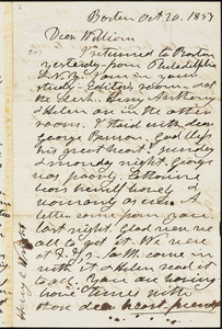 Letter from Henry Clarke Wright, Boston, [Massachusetts], to William Lloyd Garrison, 1853 Oct[ober] 20