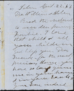 Letter from Henry Clarke Wright, Salem, to Helen Eliza Garrison and William Lloyd Garrison, [18]55 April 22