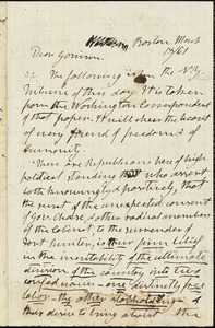 Letter from Henry Clarke Wright, Boston, [Massachusetts], to William Lloyd Garrison, [18]61 March 18