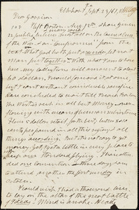 Letter from Henry Clarke Wright, Elkhart, I[ndian]a, to William Lloyd Garrison, [18]61 Sept[ember] 23
