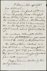 Letter from Henry Clarke Wright, St. Mary's Lake, [Battle Creek, Michigan], to William Lloyd Garrison, [18]61 Sept[ember] 16