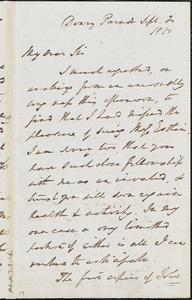 Letter from E. Waring, Deary Parade, to John Bishop Estlin, 1850 September 20