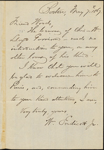 Letter from William Endicott Jr., Boston, [Massachusetts], 1867 May 7