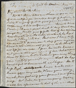 Letter from Mary Anne Estlin, London, [England], to Sarah Allibone Speakman McKim, [1853] May 21