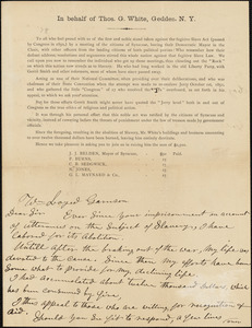 Letter from Thomas G. White, Geddes, [New York], to William Lloyd Garrison, 1878 Oct[ober] 14th