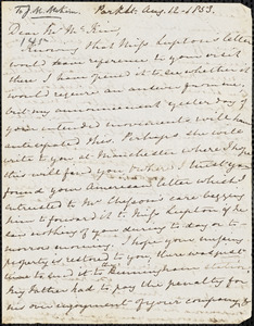 Letter from Mary Anne Estlin, [Bristol, England], to James Miller McKim, 1853 Aug[ust] 12.