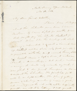 Letter from Elizur Wright, Anti Slavery Office, New York, [New York], to William Lloyd Garrison, 1834 Nov[ember] 12