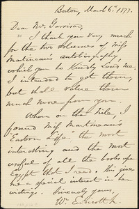 Letter from William Endicott, Boston, [Massachusetts], to William Lloyd Garrison, 1877 March 6th